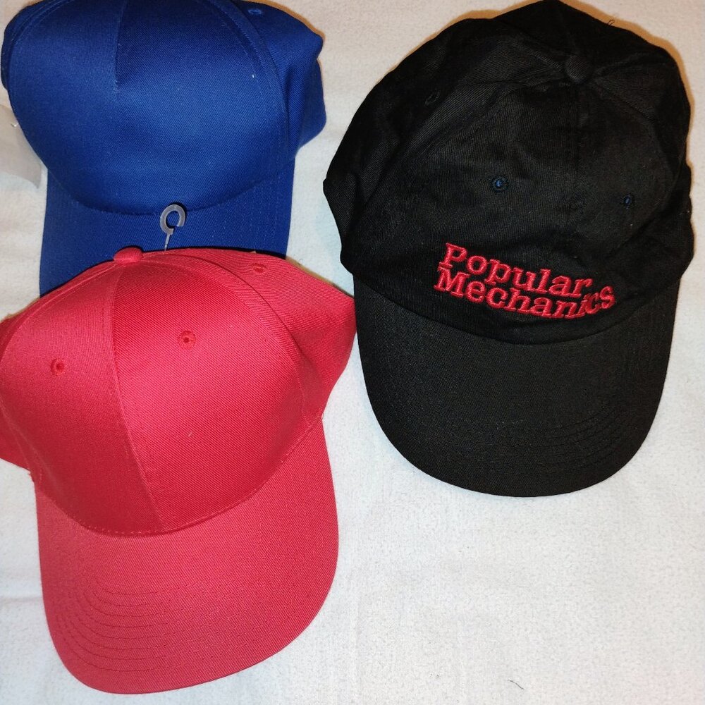 Men's Popular Mechanics cap, red cap blue cap